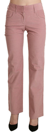 Ermanno Scervino Pink Mid Waist Straight Trouser Cotton Pants -   -  Ermanno Scervino.